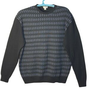 Linea Rosse Signature Sweater Black Blue Argyle Wool‎ Blend Preppy Winter XXL